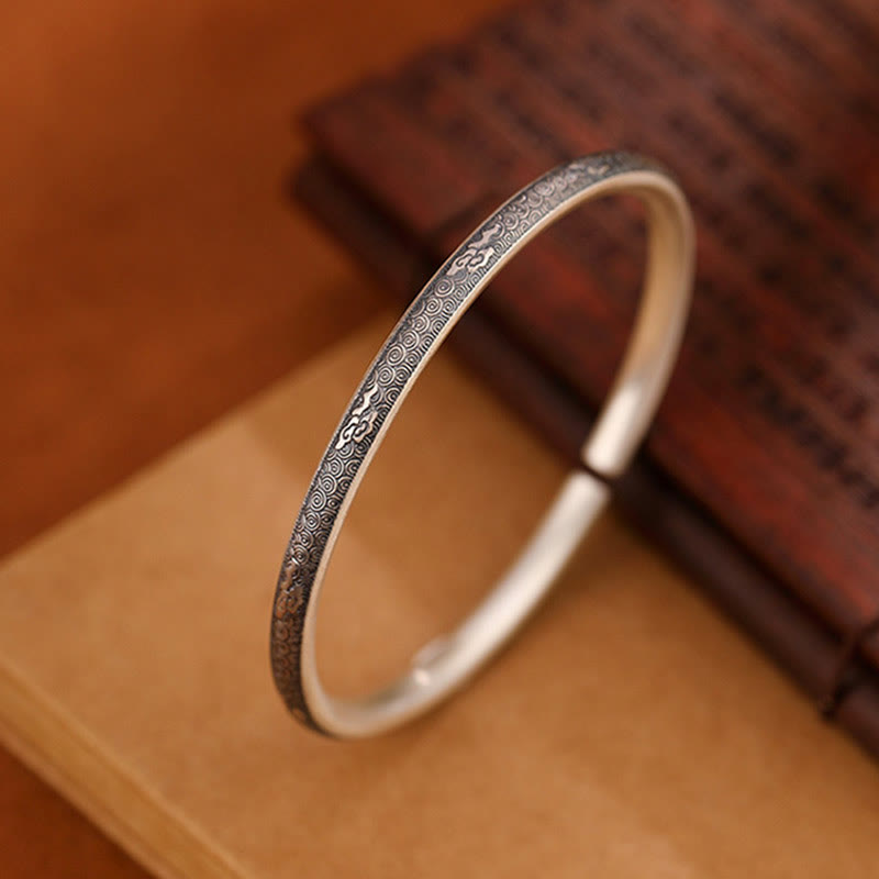 Buddha Stones Vintage 999 Sterling Silber Glücksbringer Wolken Design Glücksarmband Armreif - image 3