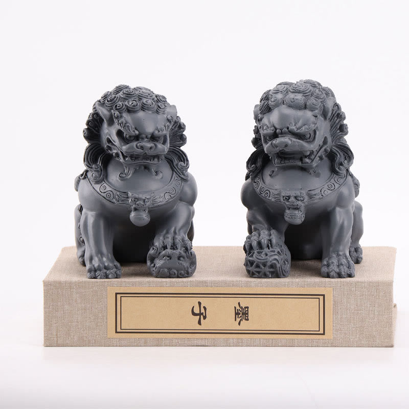 2 Stück Löwen-Statue, Mut, Stärke, Kunstharz, Heim- und Bürodekoration - Ein Paar Löwengrau - image 10