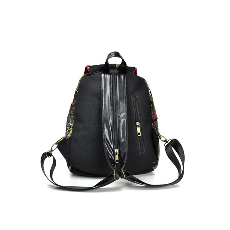 Rucksack aus Segeltuch mit Pfauenstickerei und Quasten - image 8