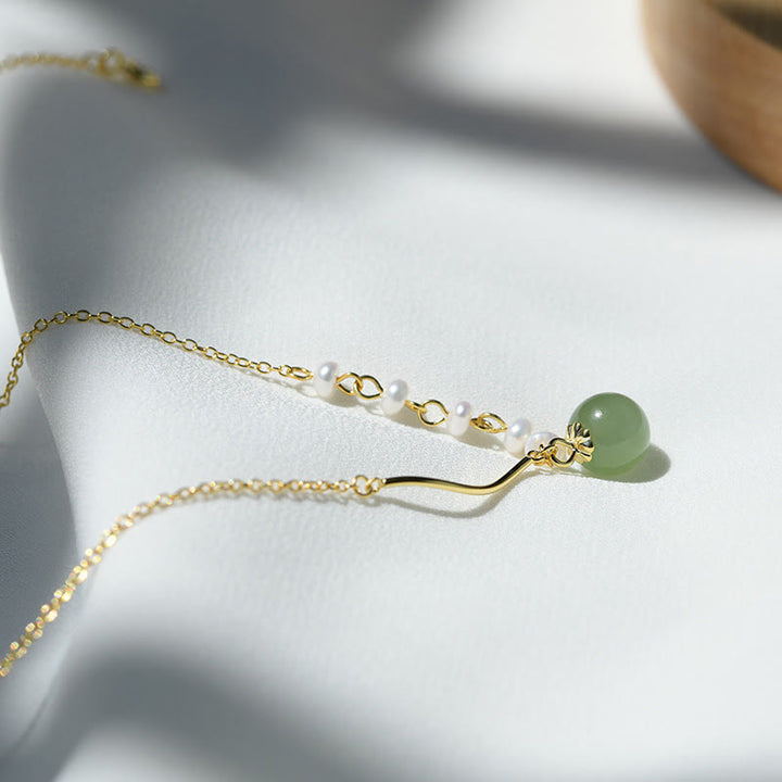 Buddha StonesNatürlicher Hetian Jade Perlen-Halskettenanhänger mit Glücksperlen - image 3