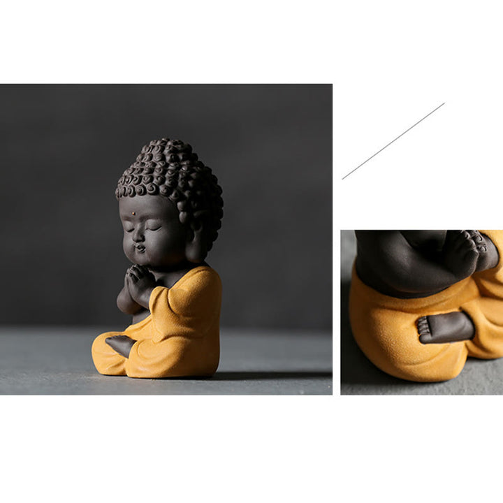 Buddha Stones, kleine Buddha-Gelassenheit, lila Ton, Heim-Schreibtisch-Dekoration