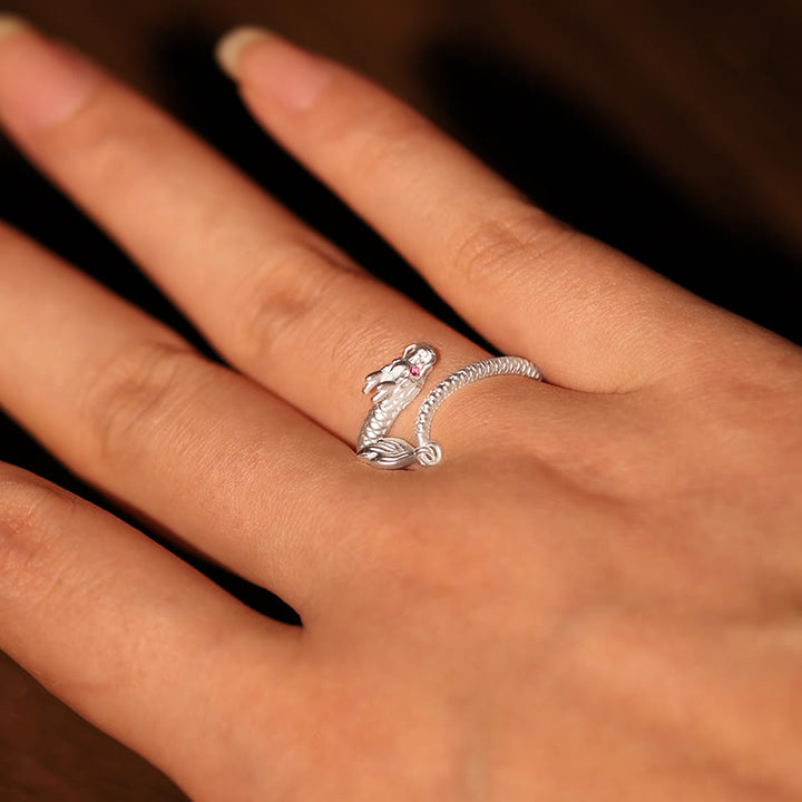 Buddha Stones 925 Sterling Silber Vintage Jahr des Drachen Glück Schutz Stärke verstellbarer Ring - image 16