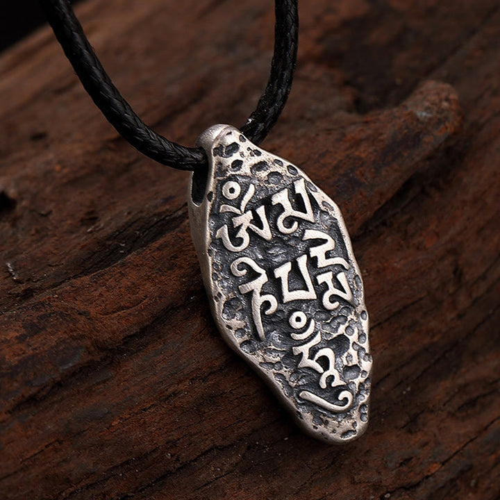 Buddha Stones, tibetisches 925er-Sterlingsilber, Om Mani Padme Hum Dorje Vajra, gravierter Stärke-Halskettenanhänger - image 4