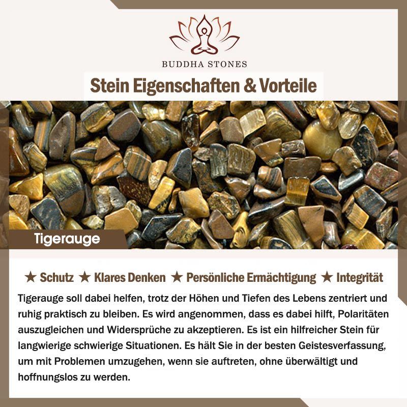 Buddha Stones 3-teiliges Aktivierungsarmband aus gefrostetem Stein, Lavagestein und Tigerauge