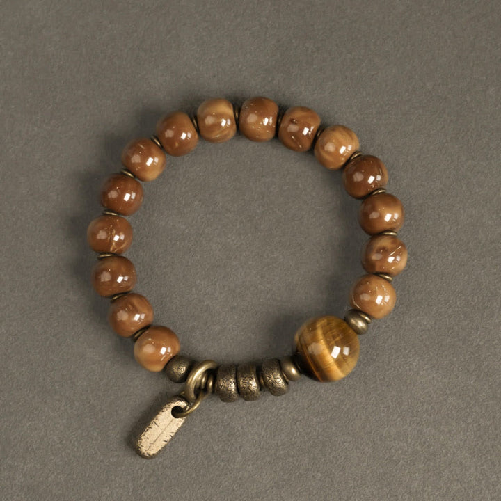 Buddha Stones, Kuka-Samen, Tigerauge, Goldglanz, Obsidian, Messing, Kupfer – Armband für Reichtum und Glück - image 1