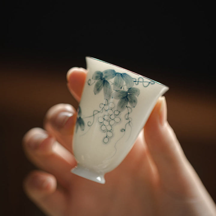 Buddha-Steine, kleine handbemalte Trauben, Keramik-Teetasse, Kung-Fu-Teetasse, 30 ml