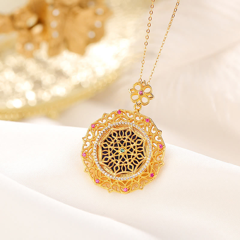 Buddha Stones 925 Sterling Silber vergoldet Lazurite Positive Halskette Anhänger - image 3