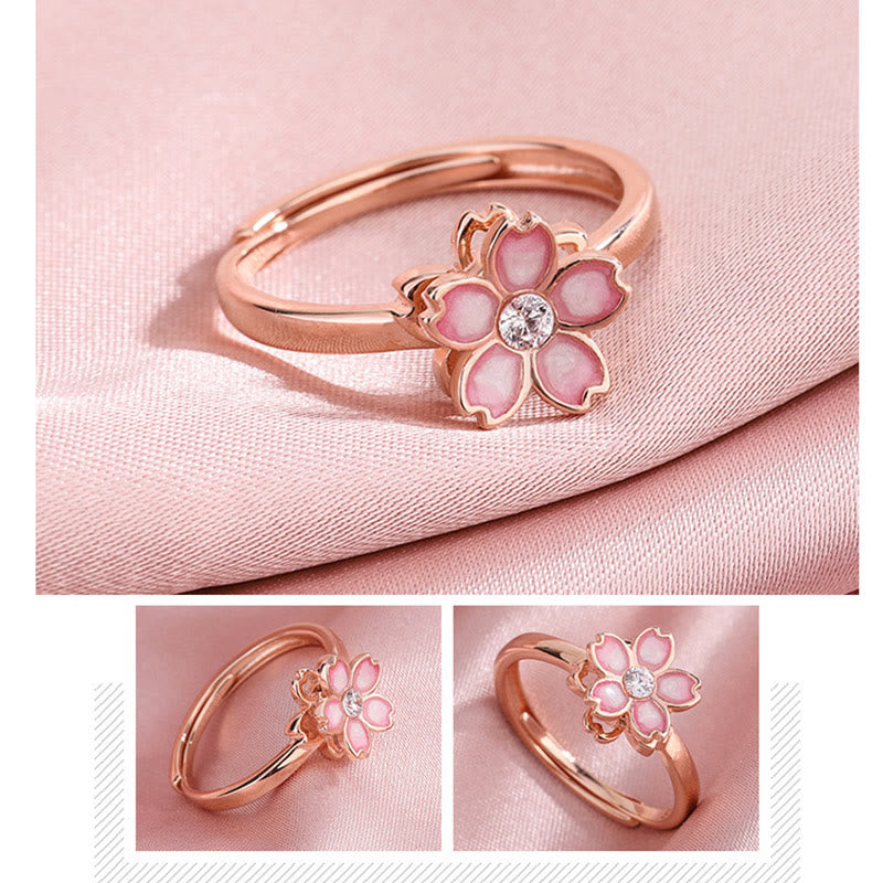 Buddha Stones 925 Sterling Silber Kirschblüten-Segen-Kettenarmband, drehbarer Ring - image 17