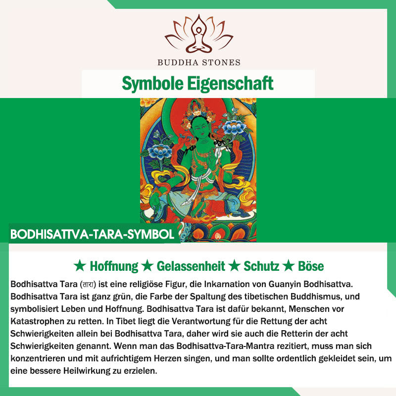 108 Mala-Perlen, natürlicher grüner Achat, Bodhisattva, grüne Tara-Manifestation, Charm-Armband