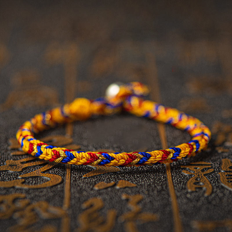 Mehrfarbiges Glücksarmband mit Buddha Stonesn „Mögest du Glück und Erfolg haben“. - Orange Rot Blau - 19 cm - image 0