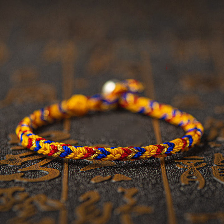 Mehrfarbiges Glücksarmband mit Buddha Stonesn „Mögest du Glück und Erfolg haben“. - Orange Rot Blau - 19 cm - image 0