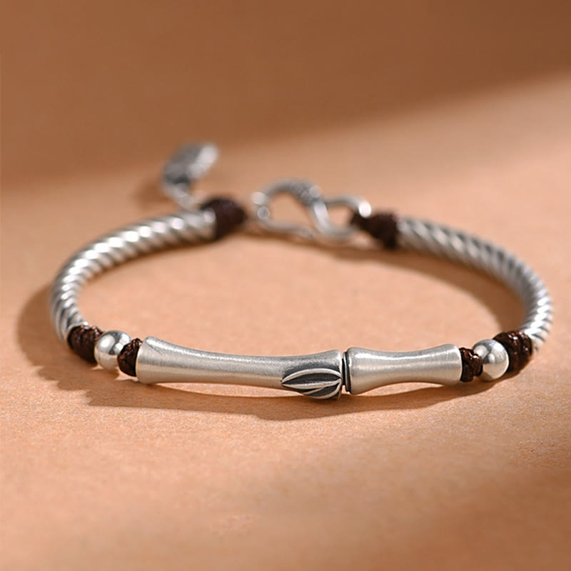 999 Sterling Silber Bambusmuster Zikade Glück Reichtum Armband - 999 Sterling Silber - image 0