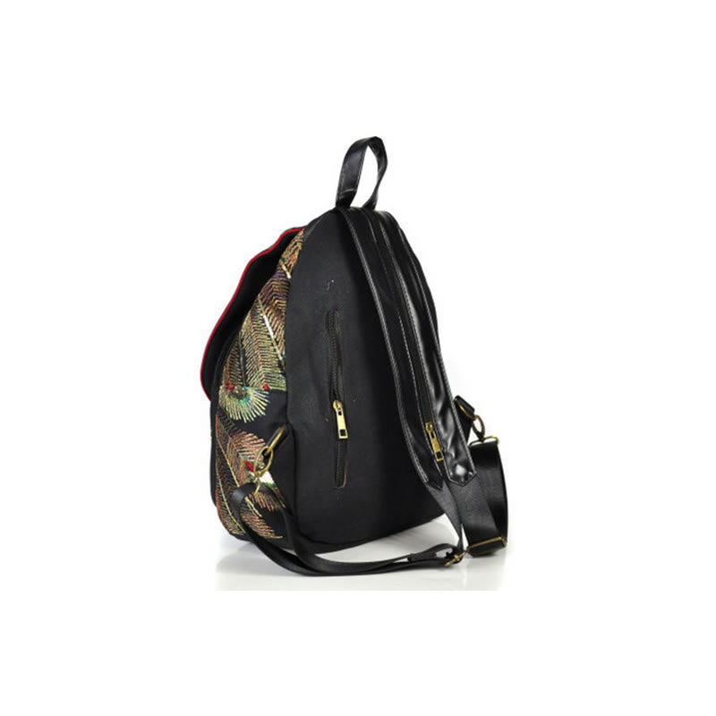 Rucksack aus Segeltuch mit Pfauenstickerei und Quasten - image 11