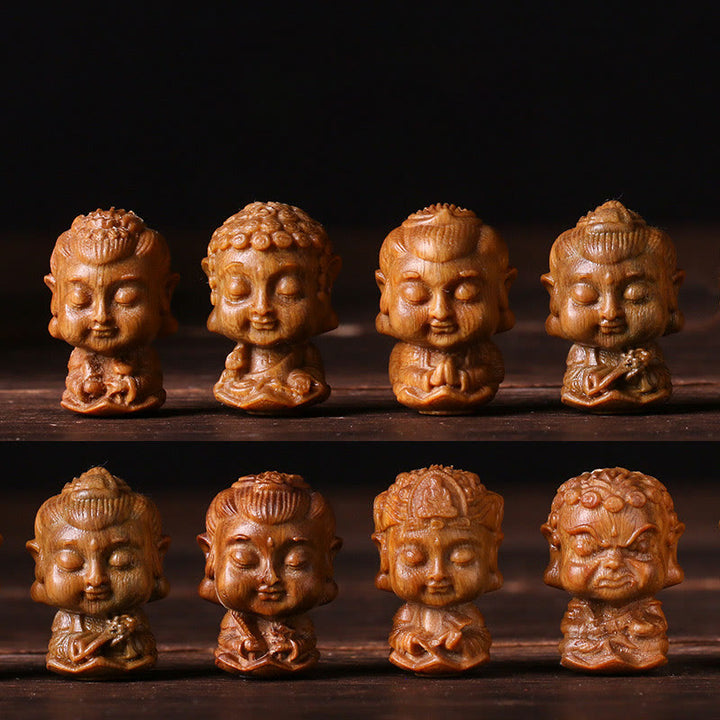 Buddha Stones Chinesisches Tierkreiszeichen, Buddha, Lotusblume aus grünem Sandelholz, graviert, positive Heimdekoration - image 1