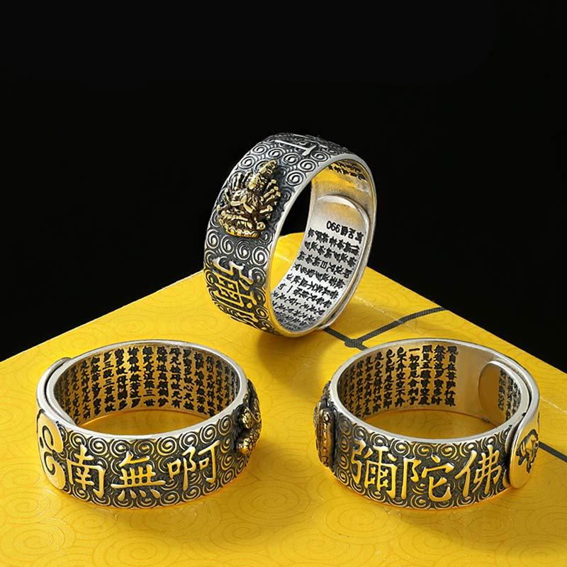 Verstellbarer Ring mit Buddha Stonesn, chinesischem Sternzeichen, Natal, Buddha, Reichtum, Glück