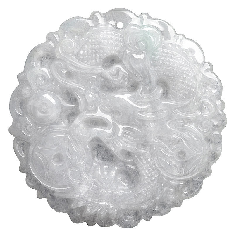 Buddha Stones Weiß Jade-Drachenschutz-Halsketten-Anhänger - image 8
