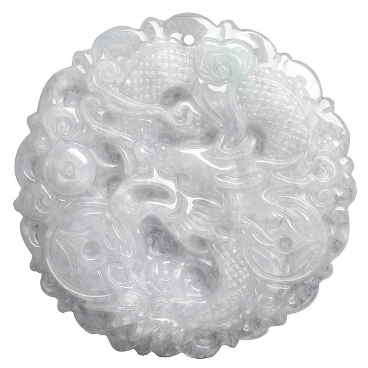 Buddha Stones Weiß Jade-Drachenschutz-Halsketten-Anhänger - image 8