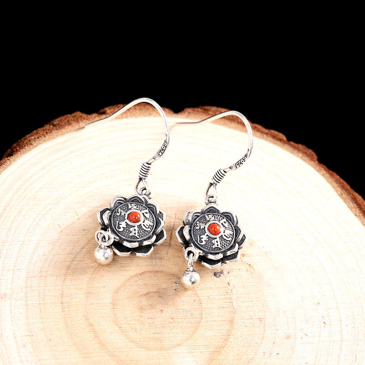 925 Sterling Silber Om Mani Padme Hum Lotus Peace Halskette Anhänger Ohrringe - image 6