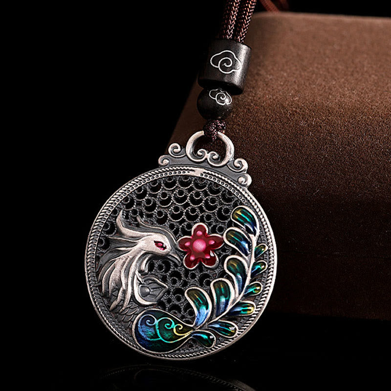 Buddha Stones 990 Sterling Silber Phoenix Glück Schutz Halskette Anhänger - image 5