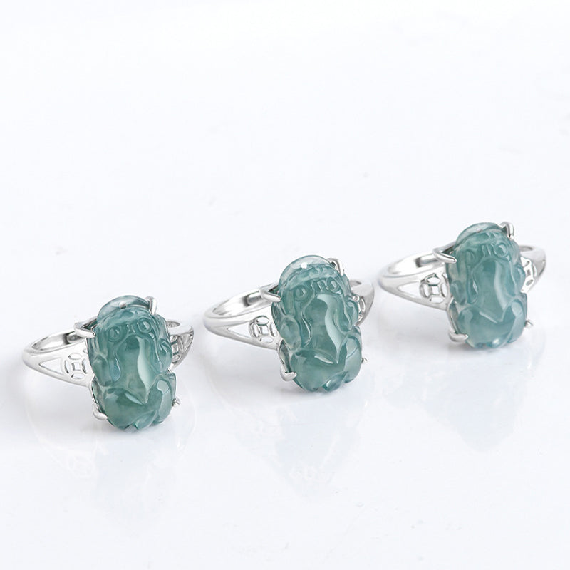 Buddha Stones 925 Sterling Silber Fengshui Reichtum Wohlstand Jade PiXiu Glücksring - image 15