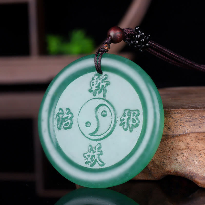 Buddha Stones, grüner Aventurin, Yin-Yang-Balance-Halsketten-Anhänger - Grüner Aventurin (Glück♥Positivität) - image 1