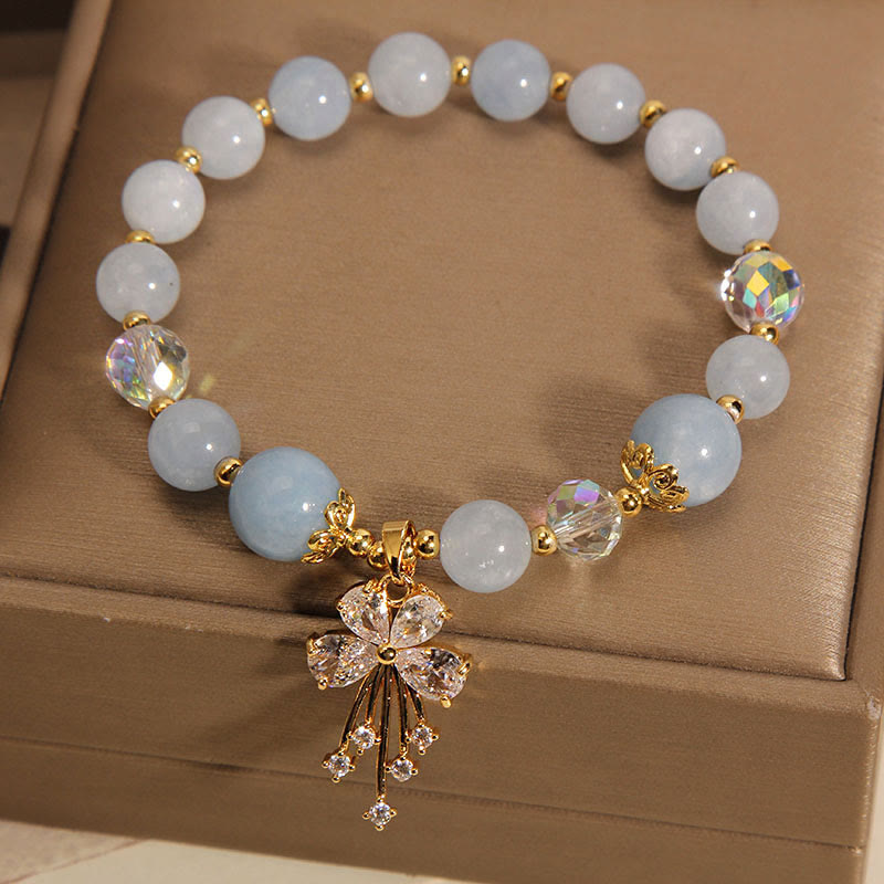 Buddha Stones Aquamarin-Rosa-Kristall-Heilzirkon-Schmetterlings-Charm-Armband - image 3