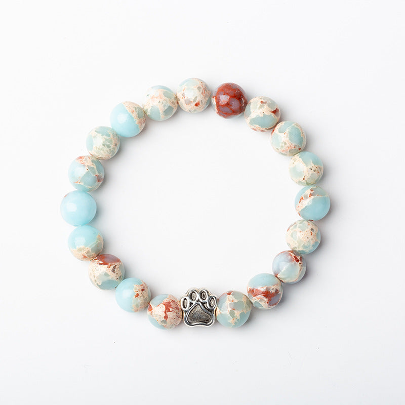Indischer Achat, grüner Achat, Hundepfote, positives, ruhiges Armband
