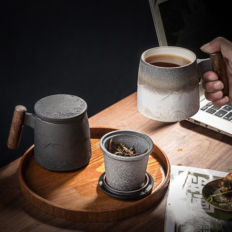Buddha Stones Vintage Berg Meer Keramik Teetasse Tee Tassen