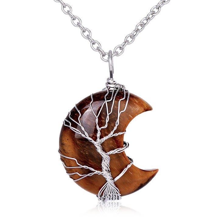 Buddha Stones, natürlicher Quarzkristall, Mond, Baum des Lebens, heilende Energie, Halsketten-Anhänger - Tigerauge - image 15