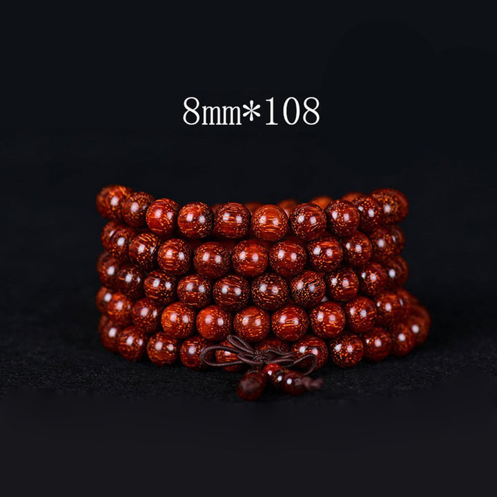 Buddha Stones Tibetisches kleines Blatt-Balance-Armband aus rotem Sandelholz