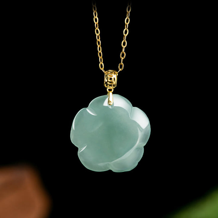 Buddha Stones 18 Karat Goldschnalle 925 Sterling Silber Kette Natürliche Jade Rose Glück Halskette Anhänger - image 6