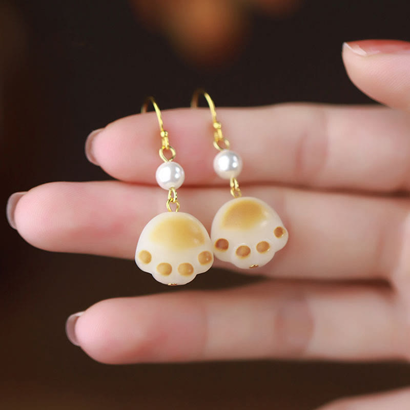 Buddha Stones Bodhi Seed Ohrringe mit Katzenpfoten-Motiv - image 3