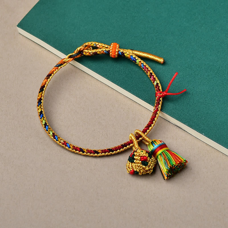 Buddha Stones, buntes Seil, Glück, handgefertigtes Zongzi-Charm-Armband mit goldener Kugel - image 1