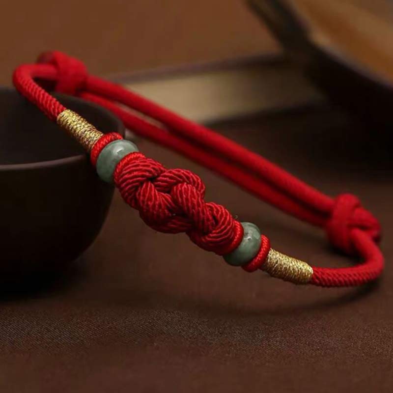 Glücksbringer-Armband mit rotem Jade-Glücksknoten und geflochtenem Paar-Armband - image 1