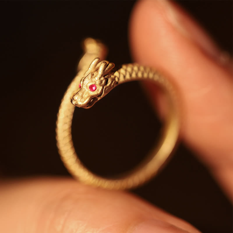 Buddha Stones 925 Sterling Silber Vintage Jahr des Drachen Glück Schutz Stärke verstellbarer Ring - image 9