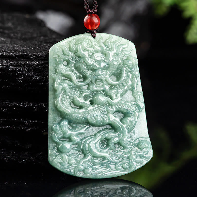 Buddha Stones, natürliche Jade, chinesisches Sternzeichen, Drache, Meer, Glück, Halskette, Anhänger - image 2