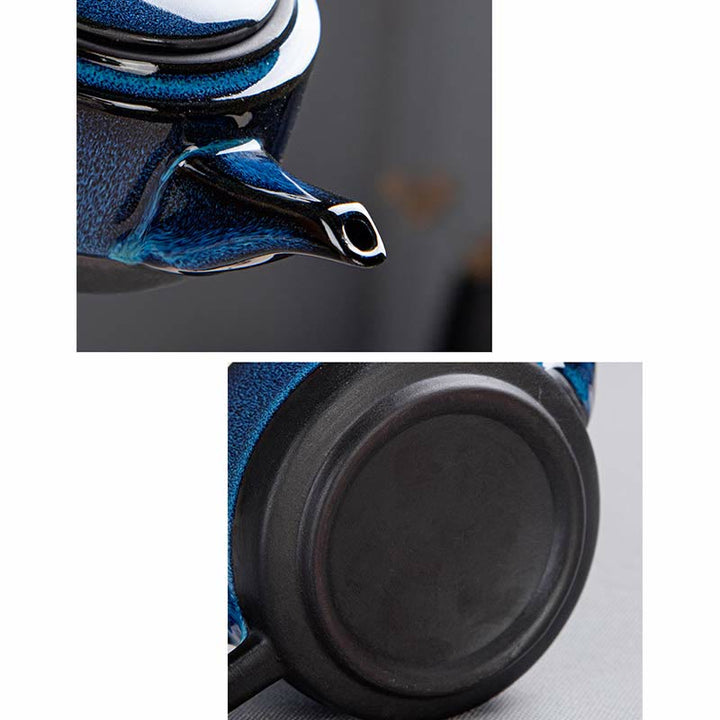 Buddha Stones, blauer Farbverlauf, chinesischer Gongfu-Tee, Keramik-Teekanne, tragbares Geschenkbeutel-Box-Set - image 6