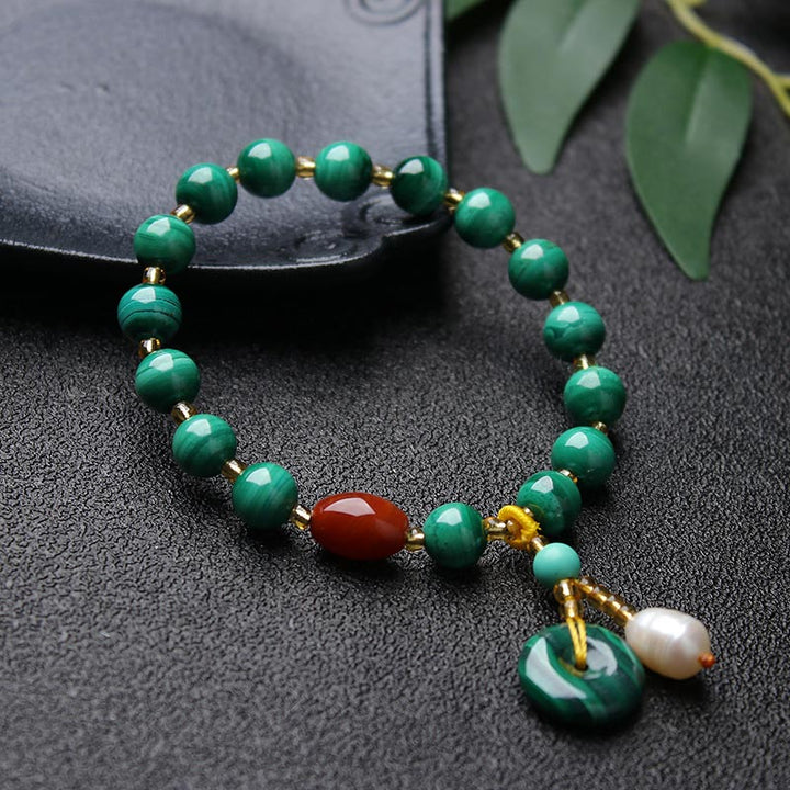 Natürliches Malachit-Rot-Achat-Perlenschutz-Charm-Armband - image 2