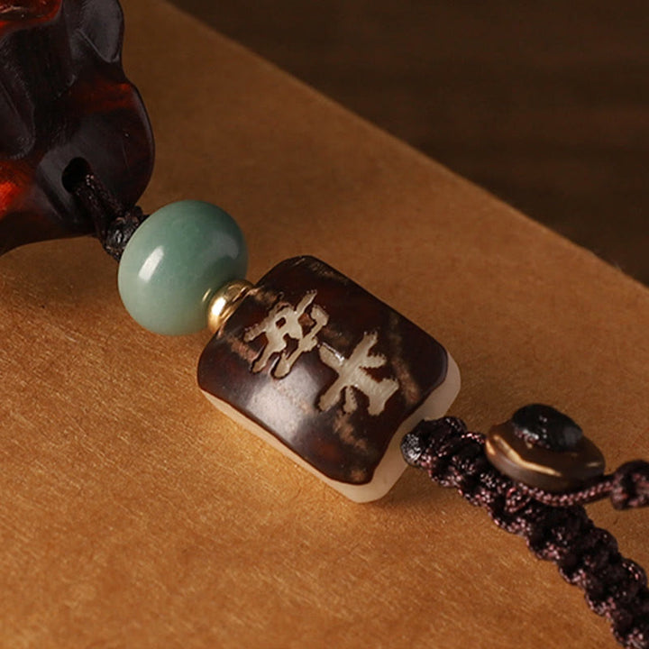 Buddha Stones, kleines Blatt, rotes Sandelholz, grünes Sandelholz, Geldbeutel, Om Mani Padme Hum, drehbarer Schutz, Hängedekoration - image 3