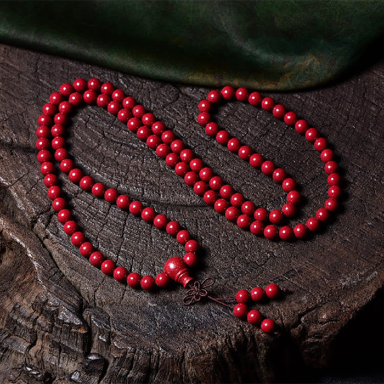 Buddha Stones 108 Mala Perlen Zinnober Om Mani Padme Hum Muster graviertes Segensarmband - 6 mm * 108 runde Perlen - image 15