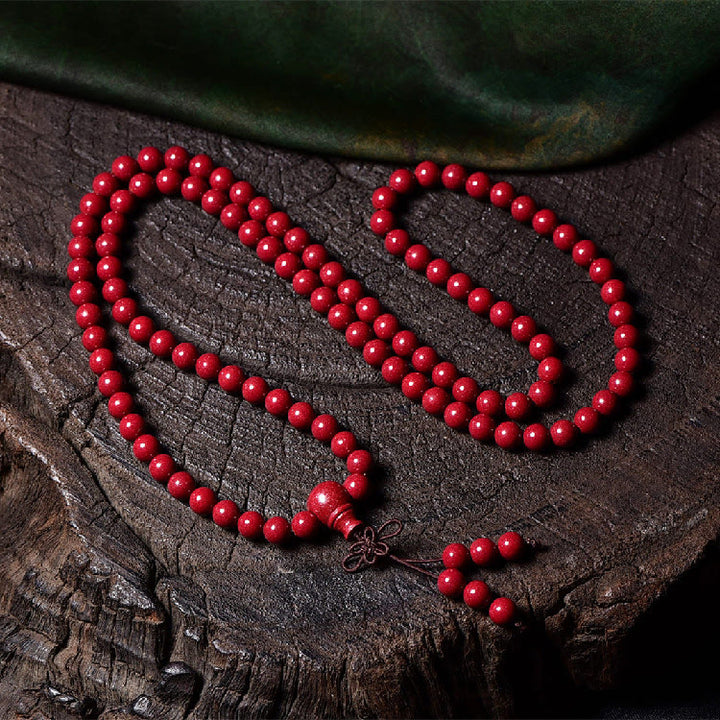 Buddha Stones 108 Mala Perlen Zinnober Om Mani Padme Hum Muster graviertes Segensarmband - 6 mm * 108 runde Perlen - image 15