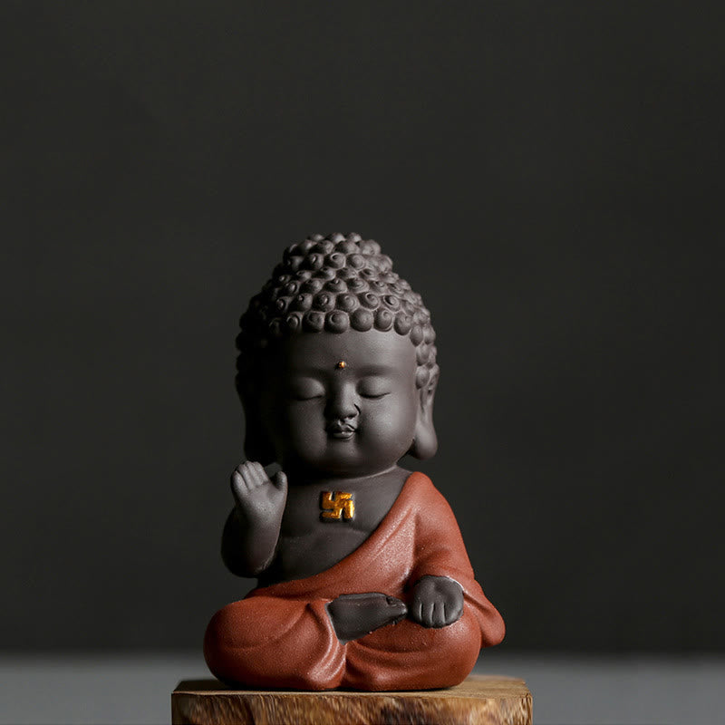 Buddha Stones, kleine Buddha-Gelassenheit, lila Ton, Heim-Schreibtisch-Dekoration