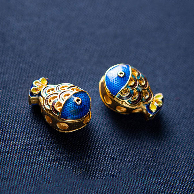 Buddha Stones ​​Natürliches Aquamarin-Lazurit-Lapis-Lazuli-Fisch-Heilarmband - image 7