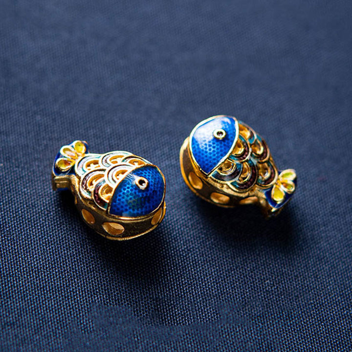 Buddha Stones ​​Natürliches Aquamarin-Lazurit-Lapis-Lazuli-Fisch-Heilarmband - image 7