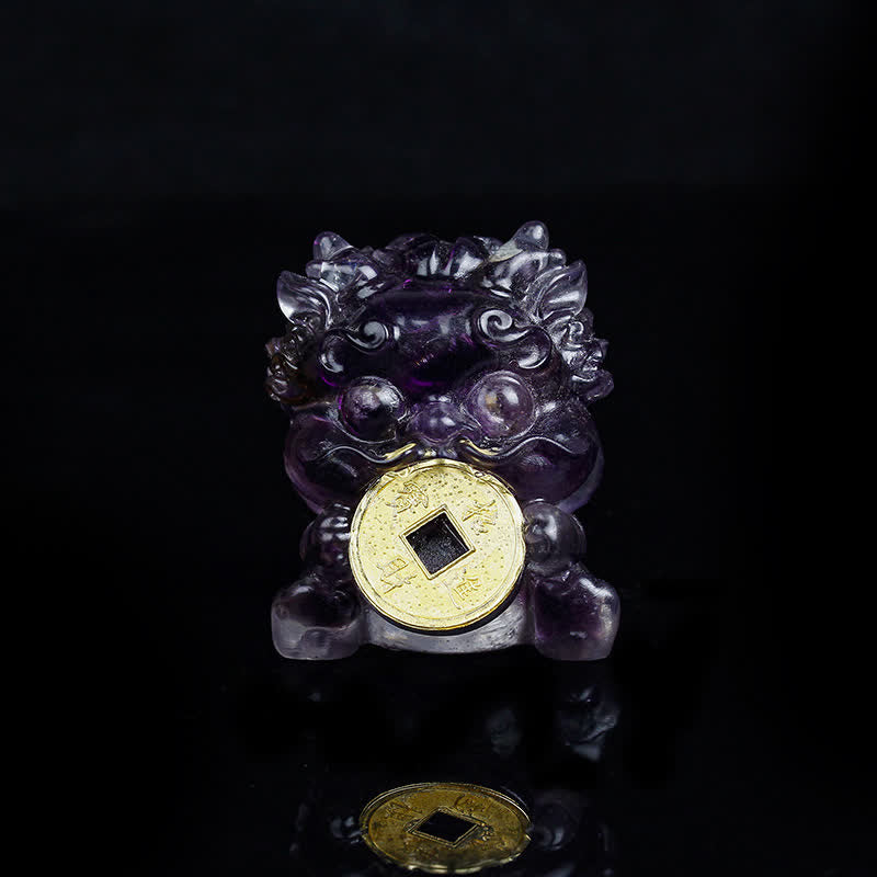 Buddha Stones, handgefertigt, niedlich, PiXiu, Goldmünze, Kristall, Fengshui, Energie, Reichtum, Glück, Heimdekoration - Amethyst (Weisheit♥Inspiration) - image 8