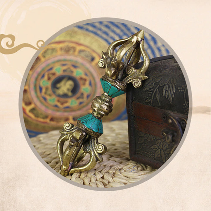 Buddha Stones, tibetische fünfzackige Vajra-Dorje-Handarbeit, Nepal, spirituelle Kraft, Kupfer-Dekoration - image 10