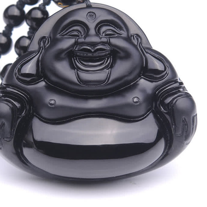 Halskette mit Anhänger „Lachender Buddha“ aus schwarzem Obsidian von Buddha Stones - image 8