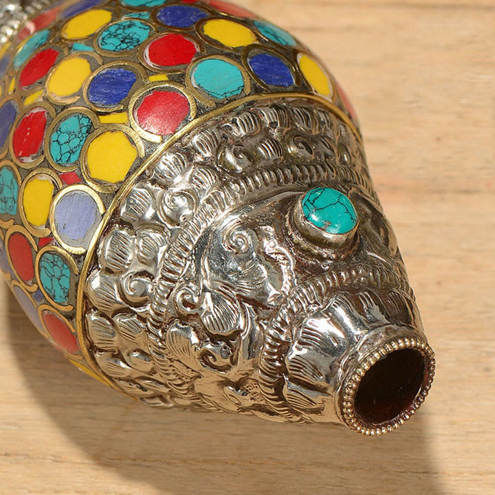 Tibetische handgefertigte natürliche Shankha bunte Muschelschale, Reichtum, Heimdekoration - image 10