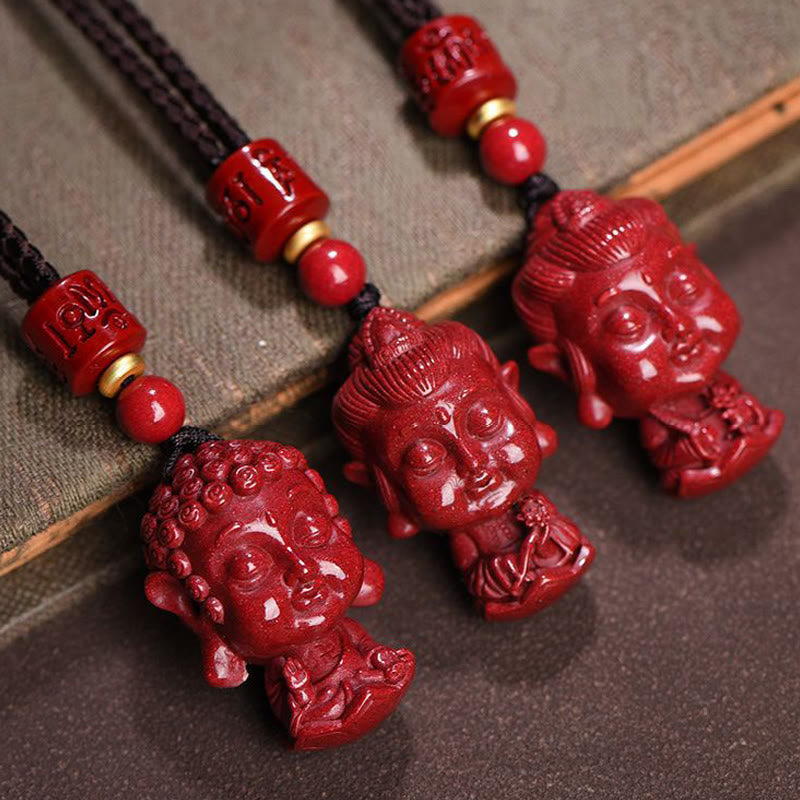 Buddha Stones, chinesisches Sternzeichen, Natal-Buddha, natürliches Zinnober-Amulett, halten böse Geister fern. Halsketten-Anhänger - image 1
