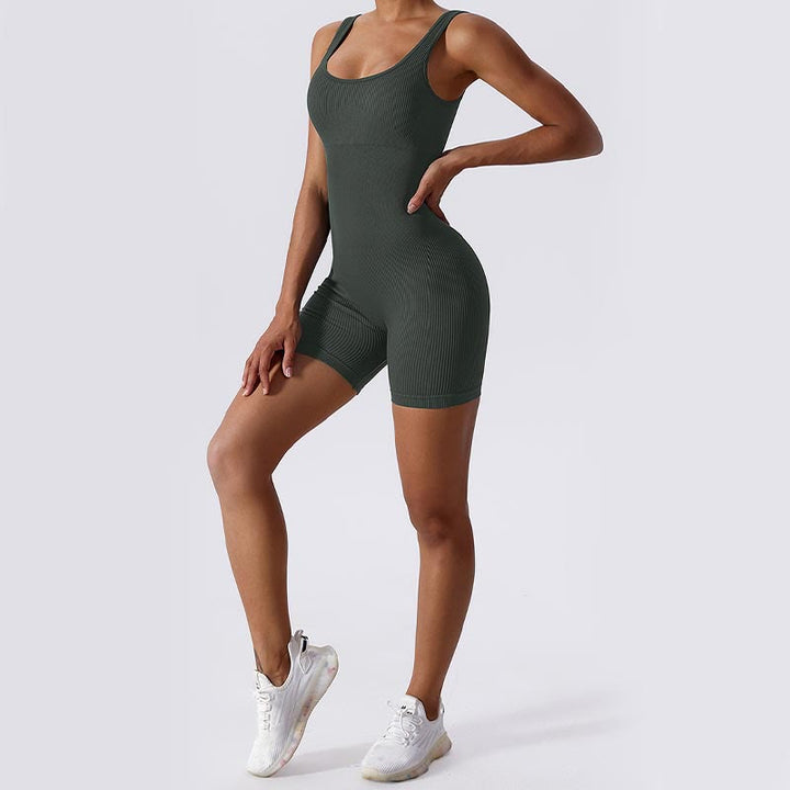 Buddha Stones Hoher Stretch-ärmelloser nahtloser Overall Sport Fitness Yoga Frauen Bodysuit